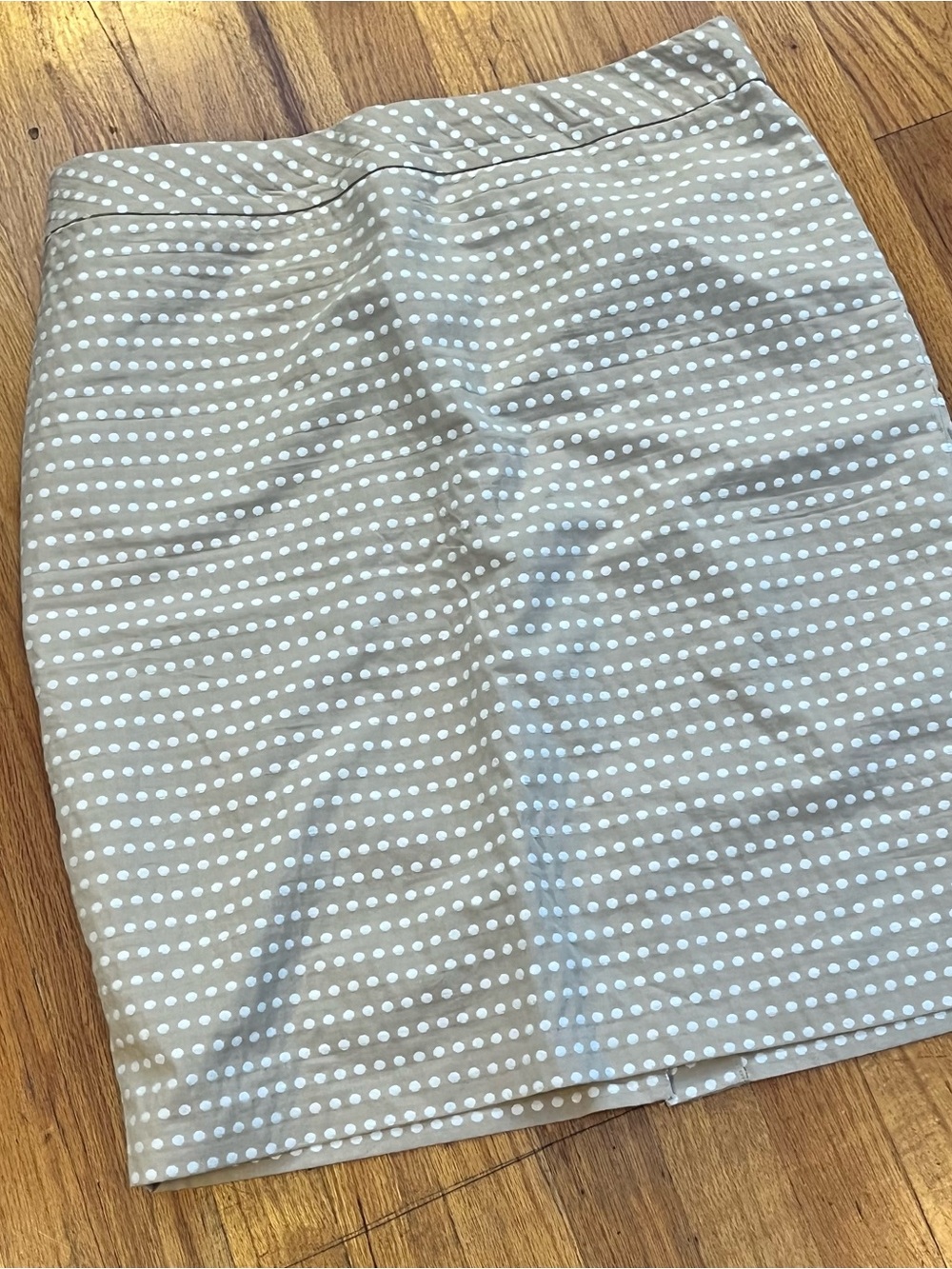 Coldwater Creek Beige and White Polka Dot Pencil Skirt